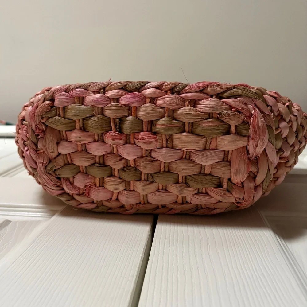 Cappelli Straworld Y2K Boho Pink Woven Shoulder Tote Style Bag w/ Beaded Straps